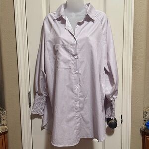 Mauve/plum and white striped blouse size 0XL